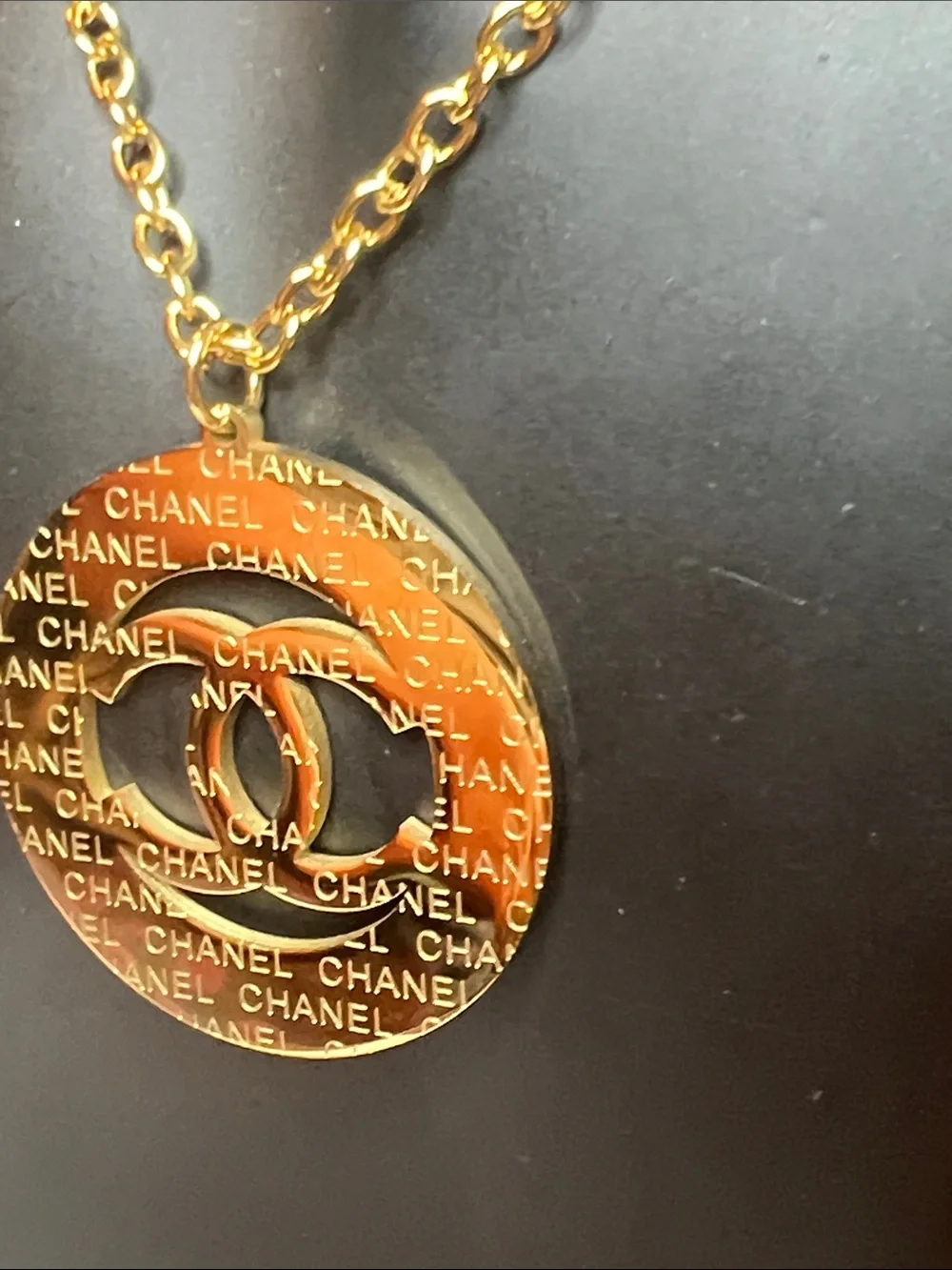 Gold-Tone Logo Medallion Pendant Necklace